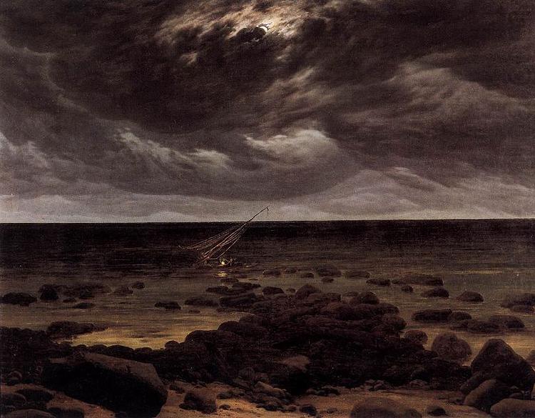 Caspar David Friedrich Seashore with Shipwreck by Moonlight china oil painting image